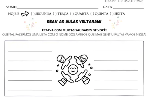 atividade volta às aulas